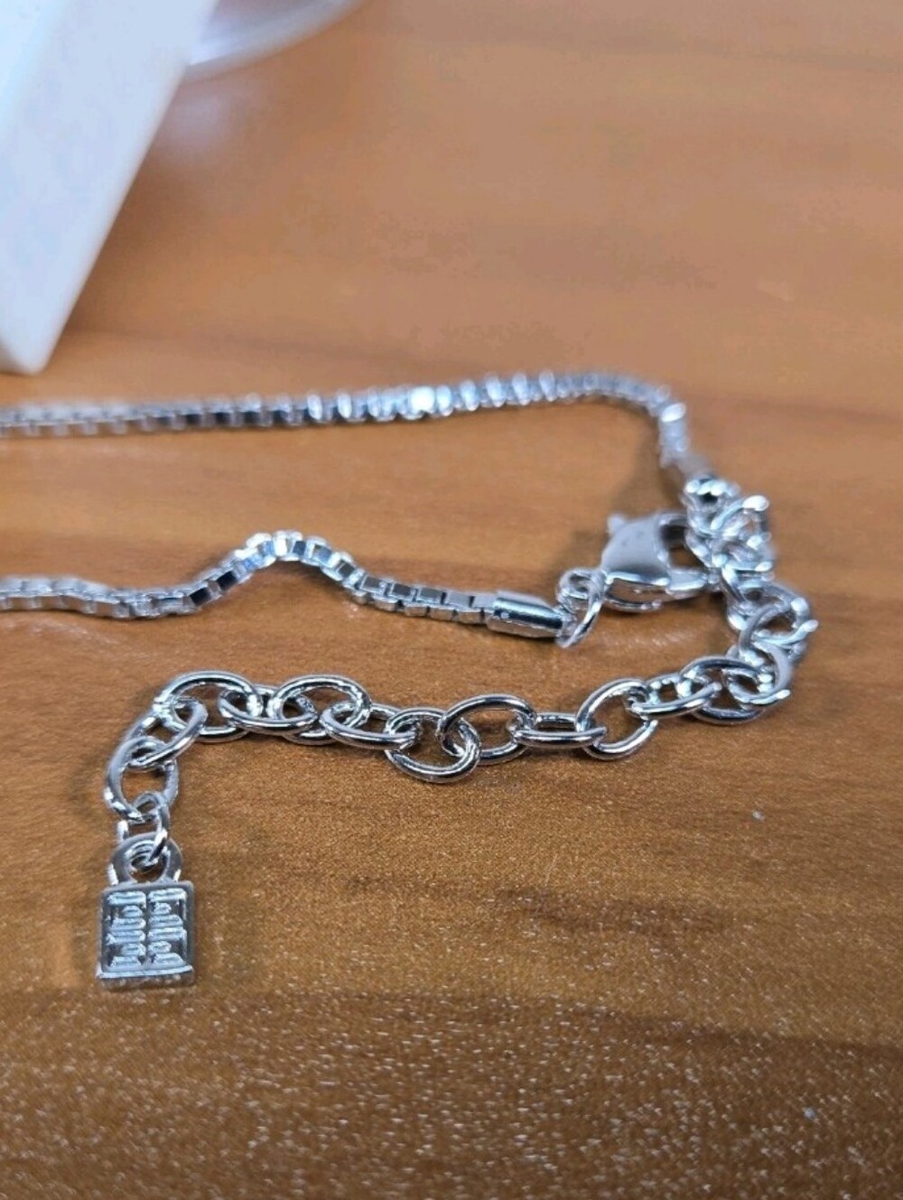 Givenchy G Logo Crystal Square Pendant Silver Tone Necklace/ Never Worn - Picture 6 of 8